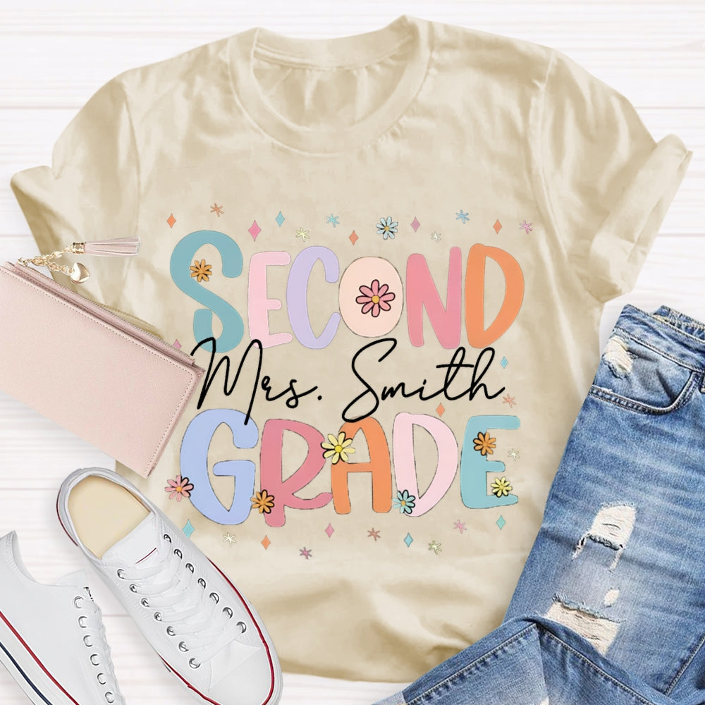 Personalized Cute Flower Collage Design Teacher T-Shirt