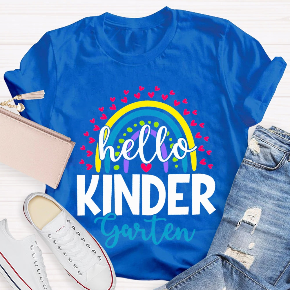 Personalized Grade Hello Kinder Garten Back To School Pink Heart T-shirt