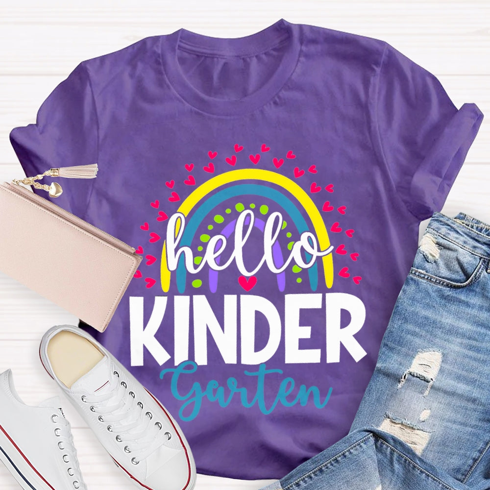 Personalized Grade Hello Kinder Garten Back To School Pink Heart T-shirt