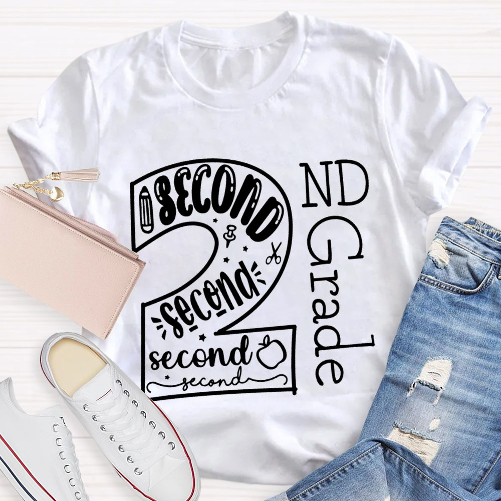 Personalized Grade Second Grade Back To School Teacher T-shirt