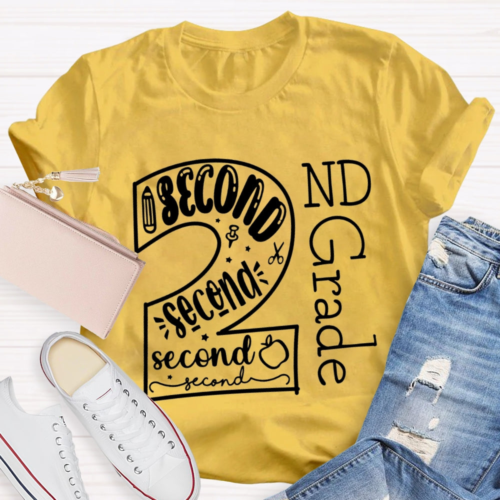 Personalized Grade Second Grade Back To School Teacher T-shirt