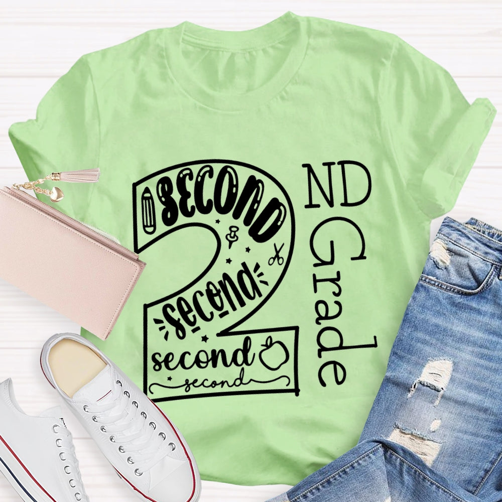 Personalized Grade Second Grade Back To School Teacher T-shirt