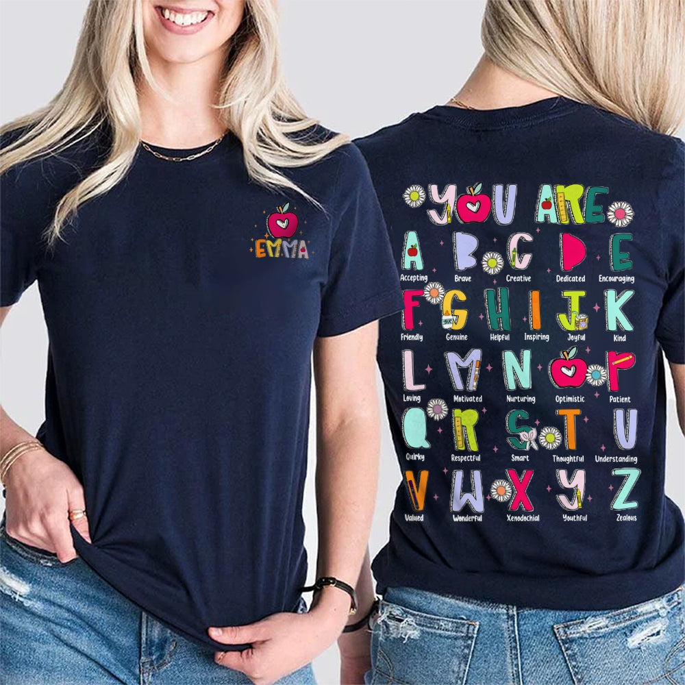 Personalized Name You Are Accepting Brave Creative Dedicated Kind Loving Friendly Double Printed T-shirt