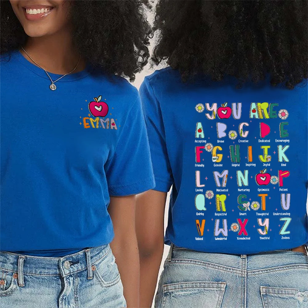 Personalized Name You Are Accepting Brave Creative Dedicated Kind Loving Friendly Double Printed T-shirt