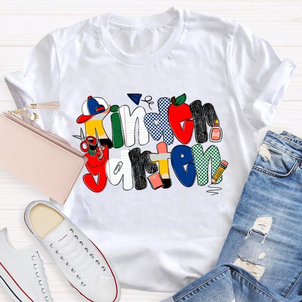 Personalized Grade Kindergarten Colorful Dots T-shirt
