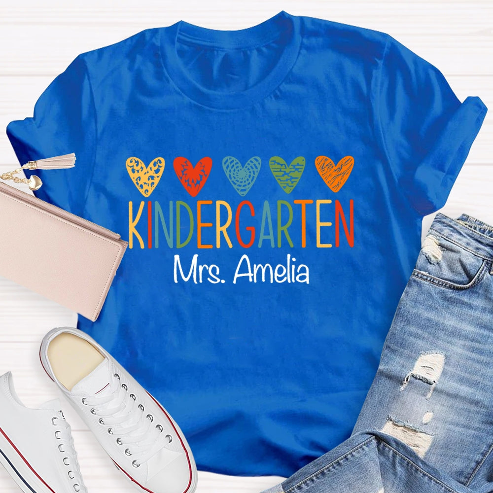 Personalized Grade And Name Colorful Little Hearts T-shirt