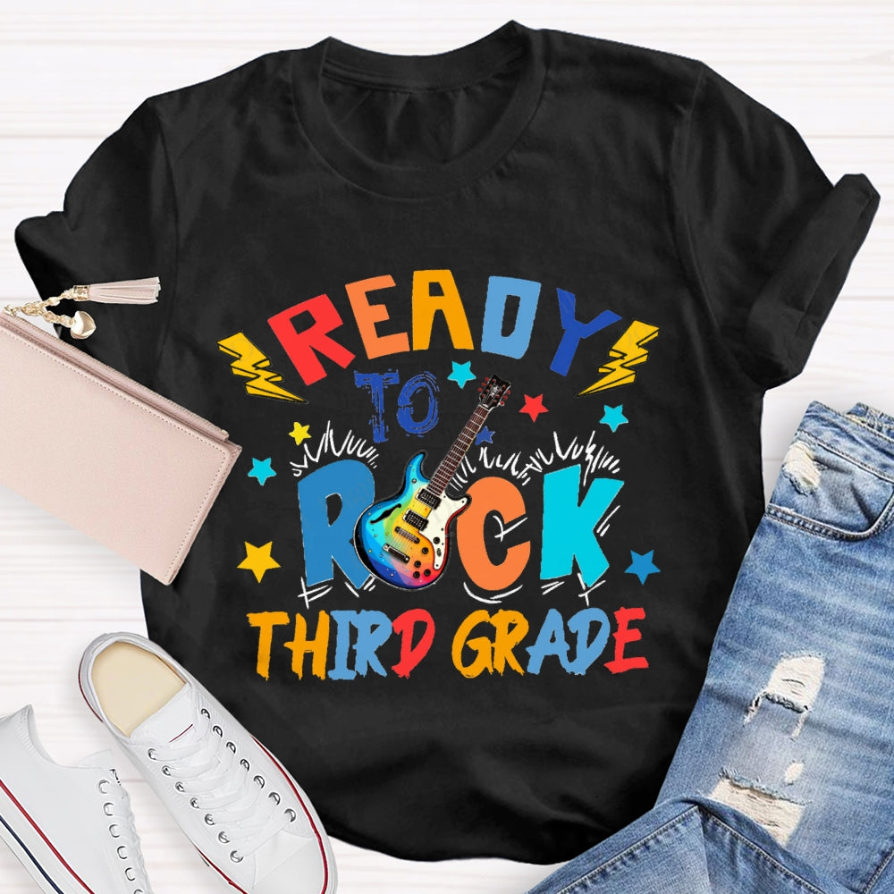Personalized Grade Third Grade Ready To Rock Guitar T-shirt