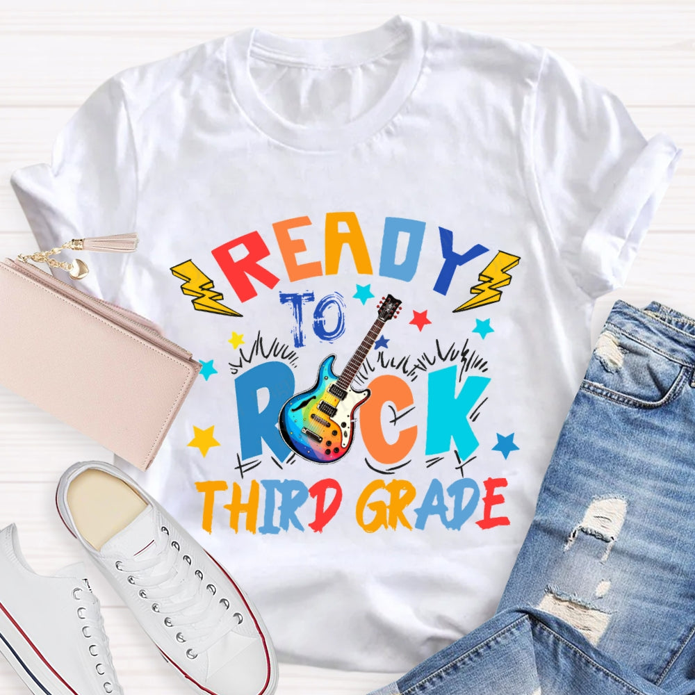 Personalized Grade Third Grade Ready To Rock Guitar T-shirt