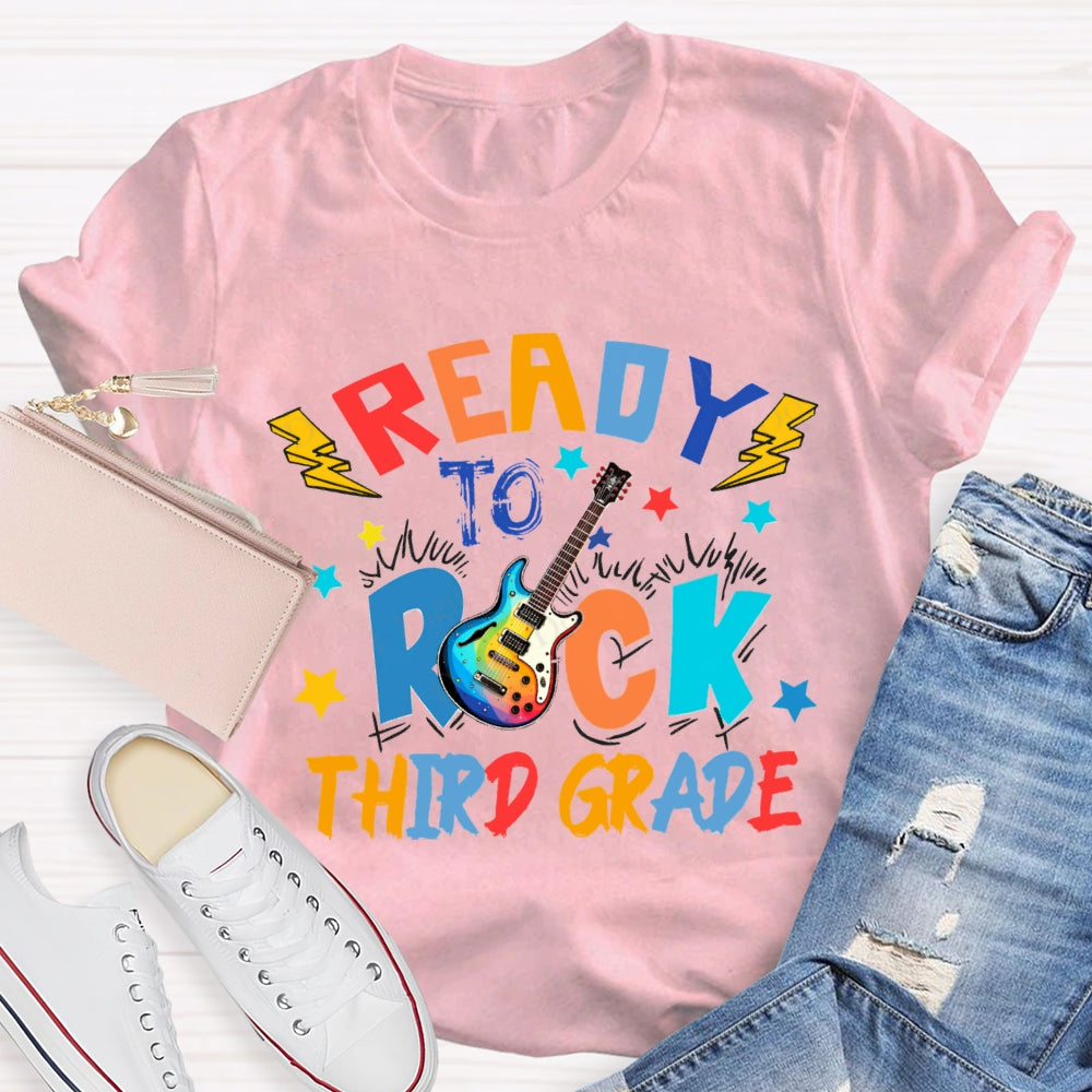 Personalized Grade Third Grade Ready To Rock Guitar T-shirt