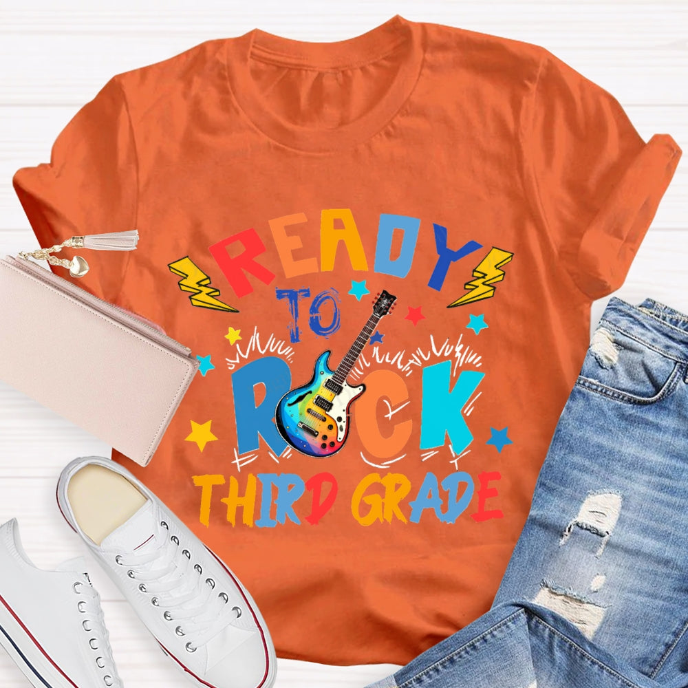 Personalized Grade Third Grade Ready To Rock Guitar T-shirt