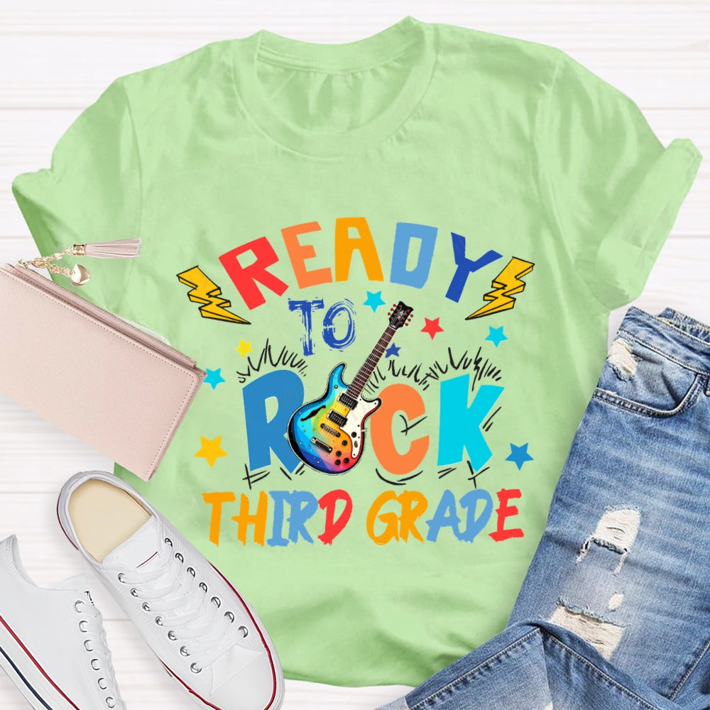 Personalized Grade Third Grade Ready To Rock Guitar T-shirt