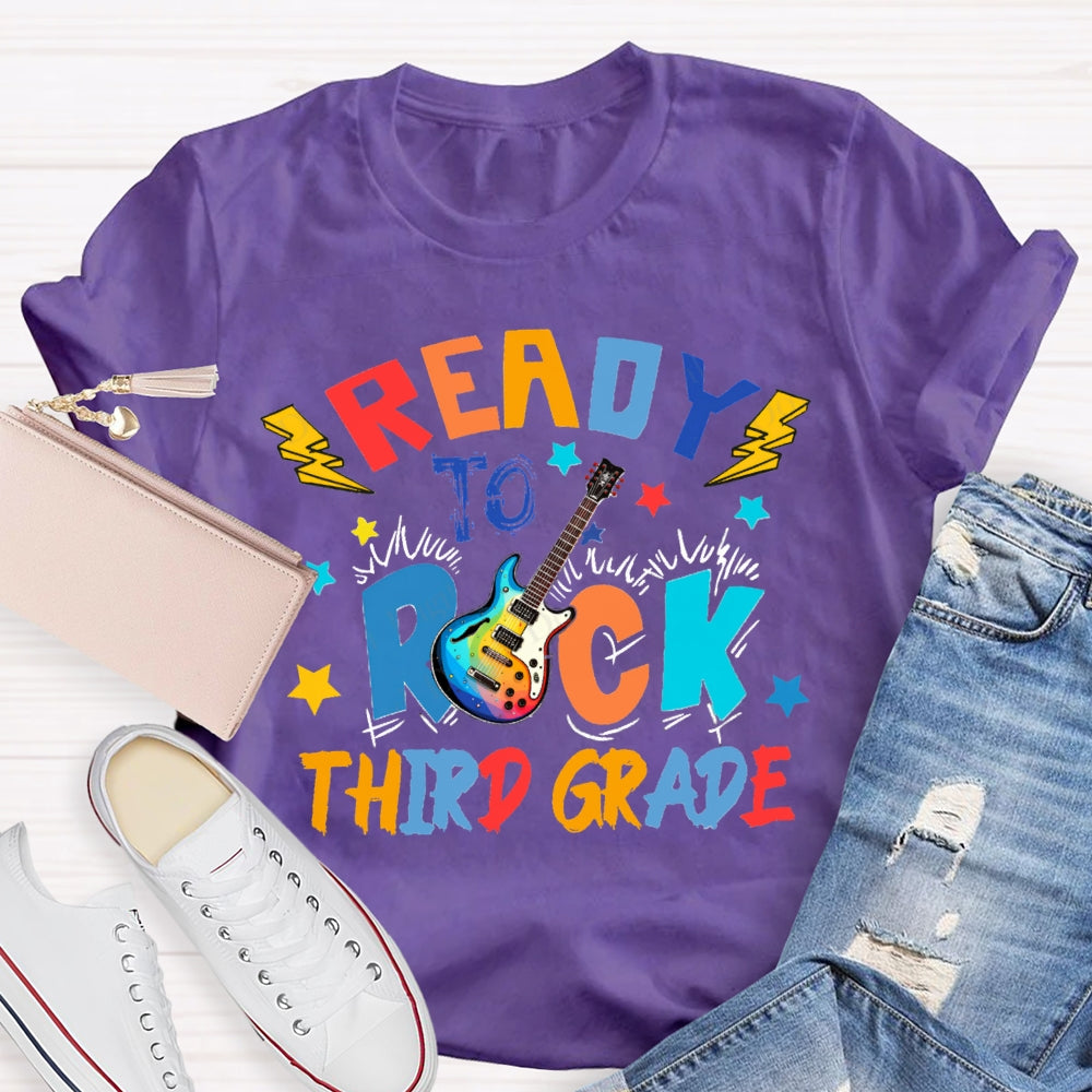 Personalized Grade Third Grade Ready To Rock Guitar T-shirt