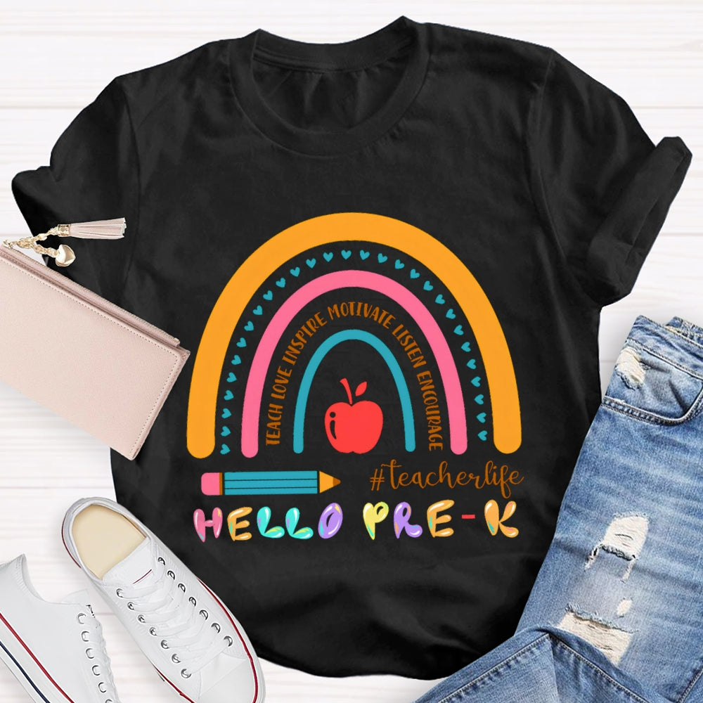 Personalized Grade Hello Pre-K Encourage Teacher life T-shirt