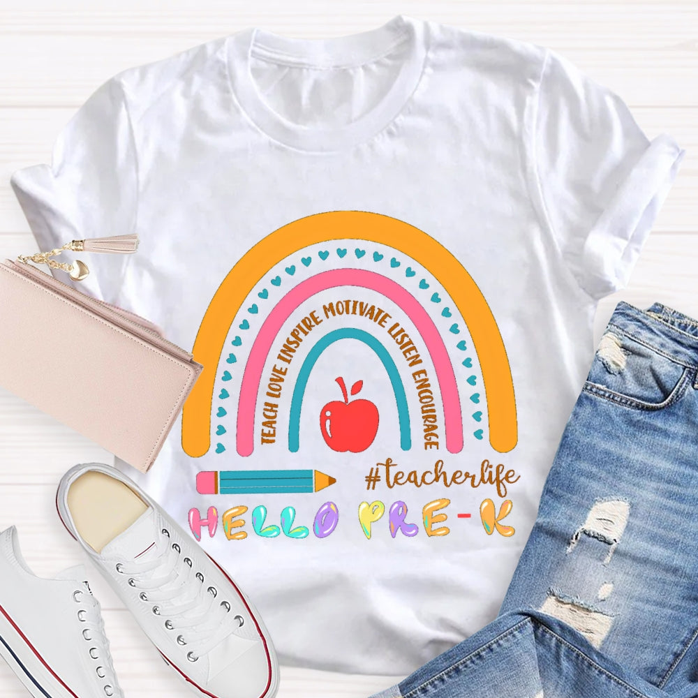 Personalized Grade Hello Pre-K Encourage Teacher life T-shirt