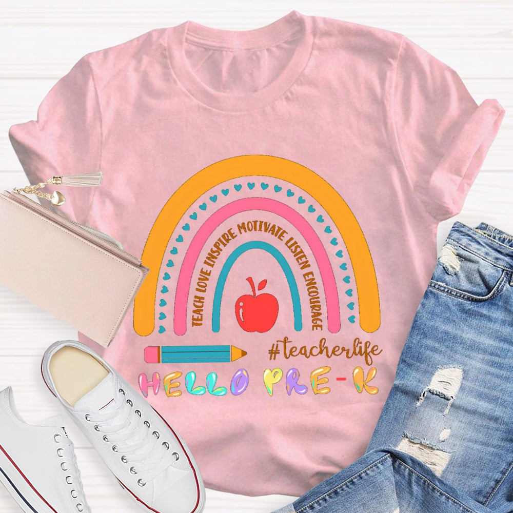 Personalized Grade Hello Pre-K Encourage Teacher life T-shirt