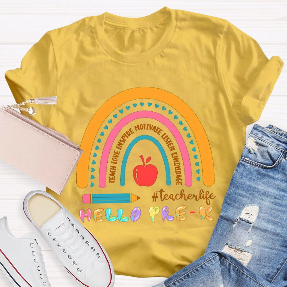Personalized Grade Hello Pre-K Encourage Teacher life T-shirt