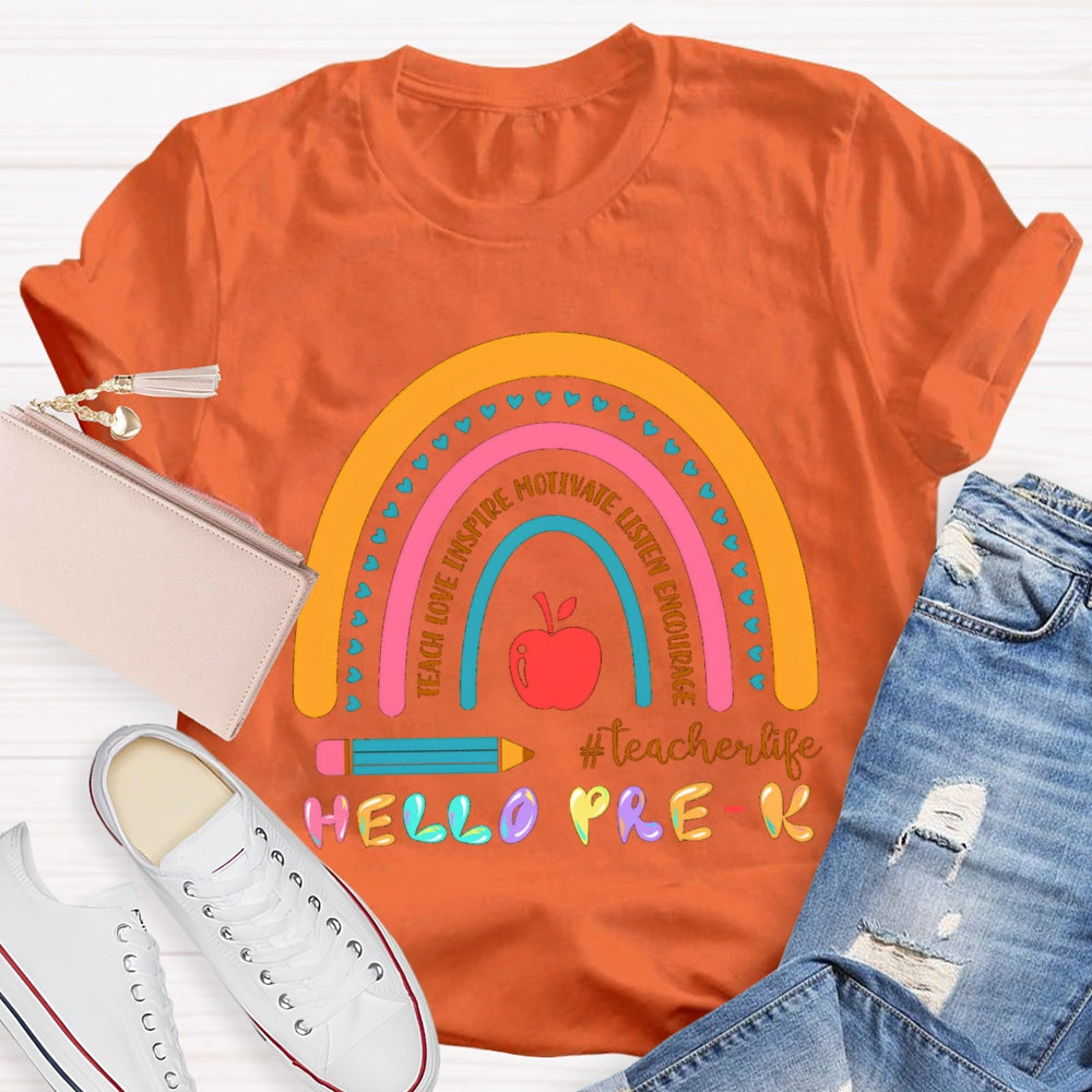 Personalized Grade Hello Pre-K Encourage Teacher life T-shirt
