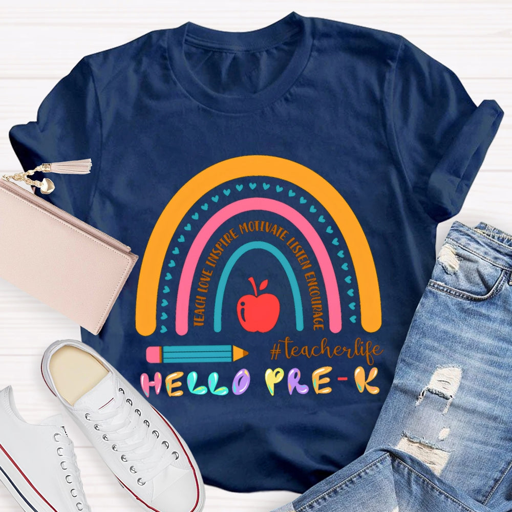 Personalized Grade Hello Pre-K Encourage Teacher life T-shirt