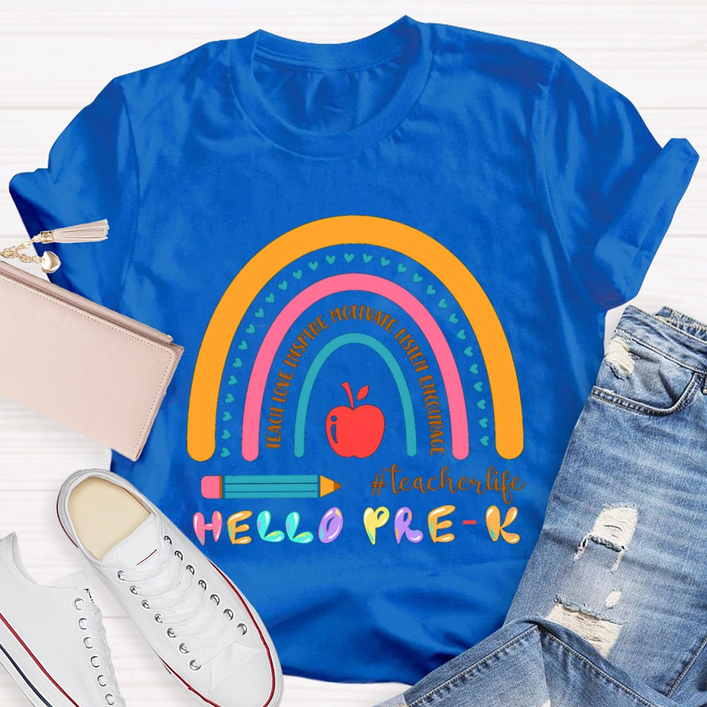 Personalized Grade Hello Pre-K Encourage Teacher life T-shirt