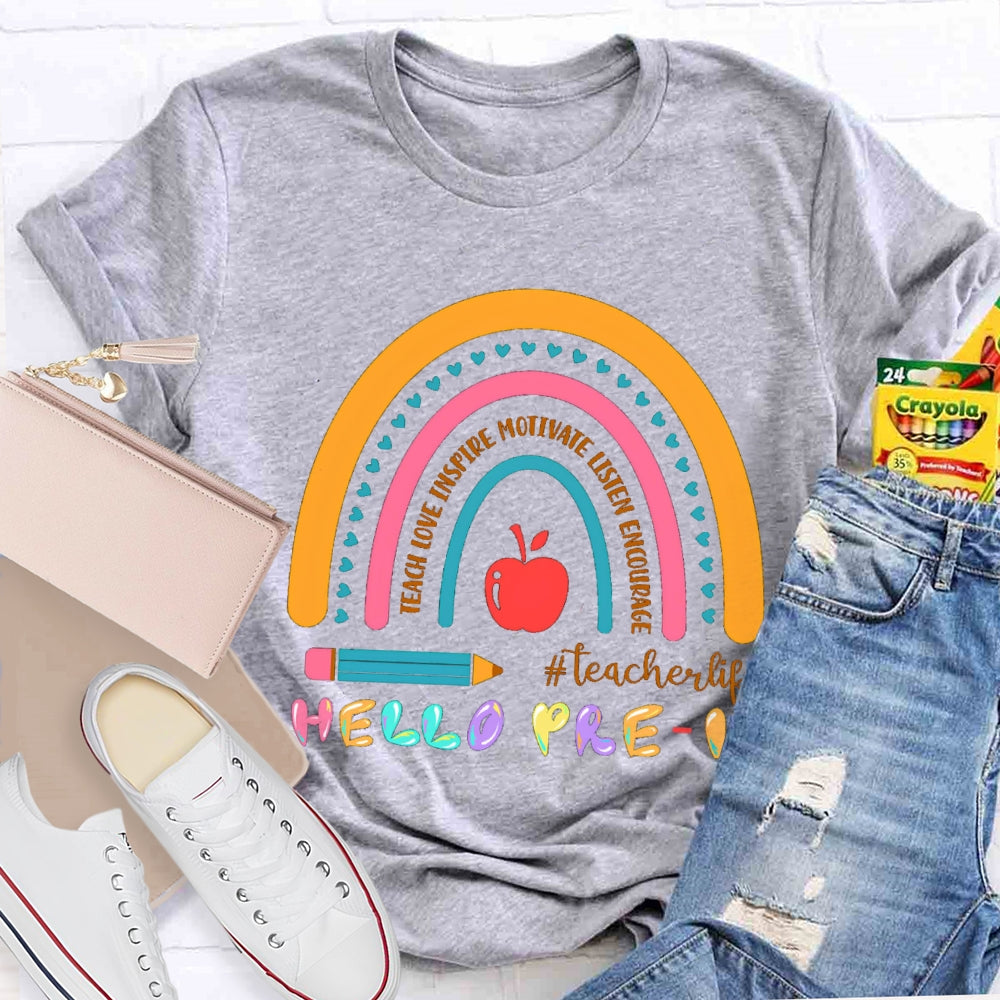 Personalized Grade Hello Pre-K Encourage Teacher life T-shirt