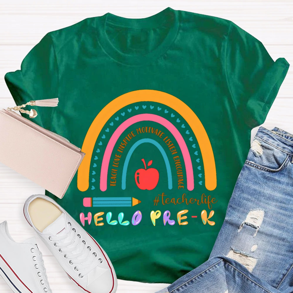 Personalized Grade Hello Pre-K Encourage Teacher life T-shirt