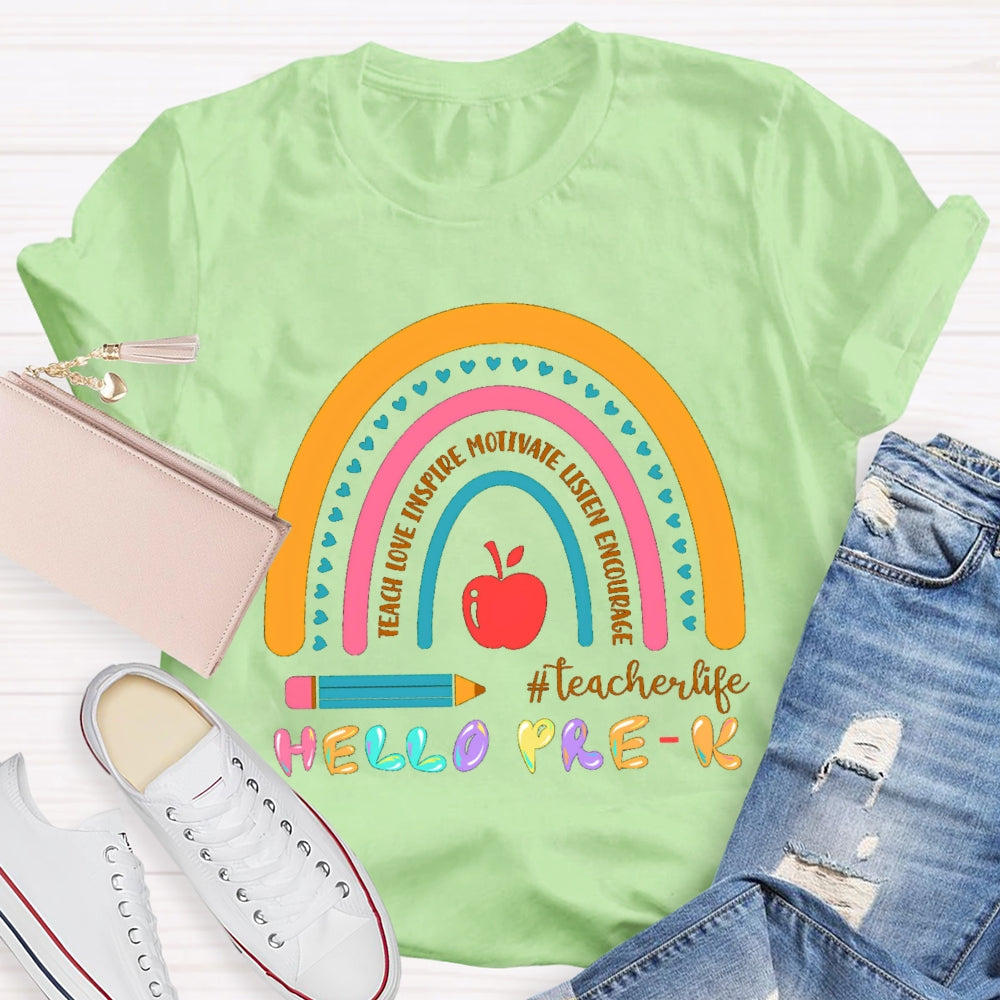 Personalized Grade Hello Pre-K Encourage Teacher life T-shirt