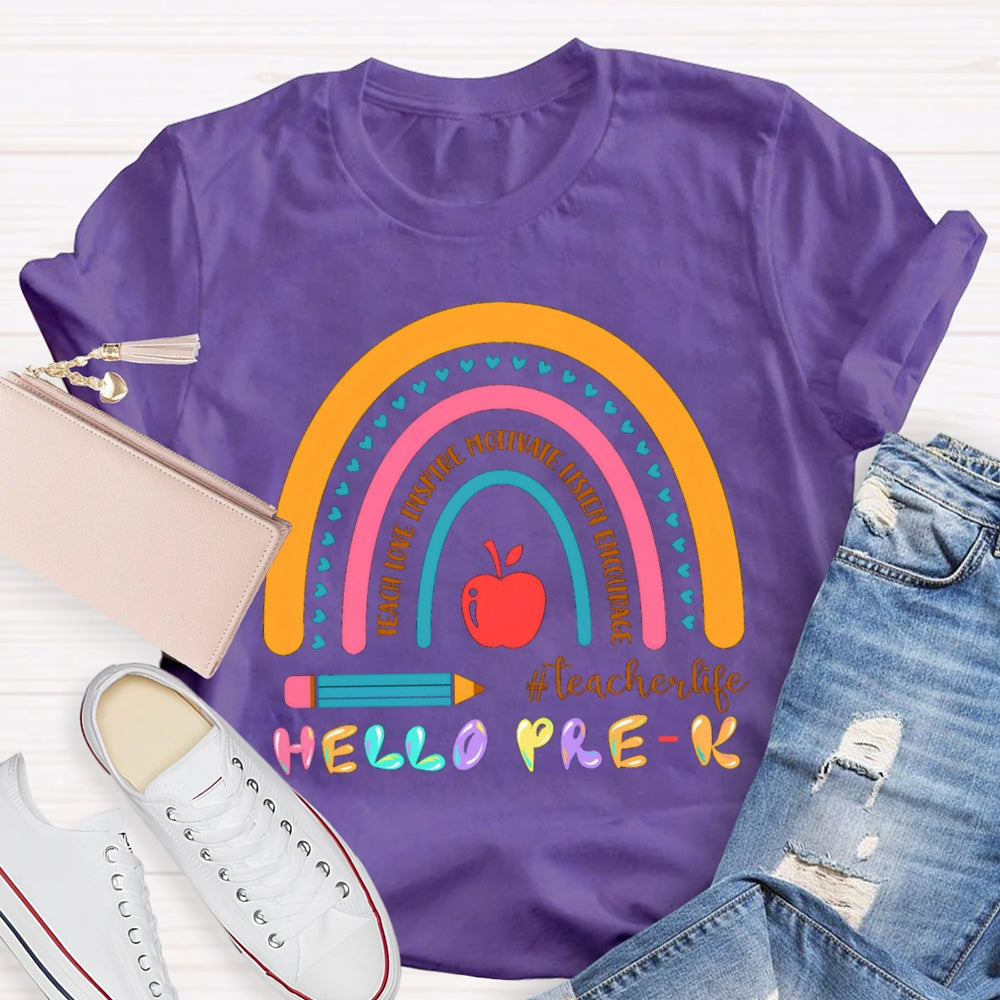 Personalized Grade Hello Pre-K Encourage Teacher life T-shirt