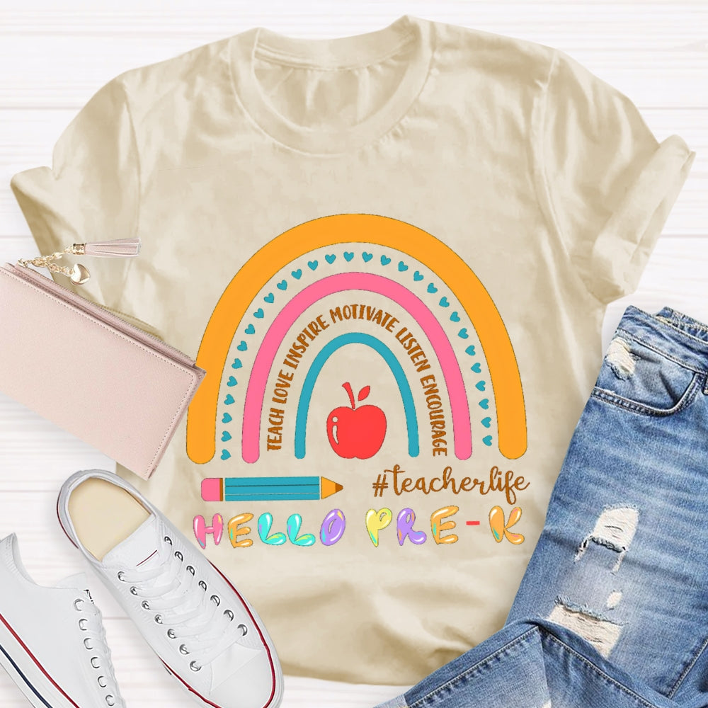 Personalized Grade Hello Pre-K Encourage Teacher life T-shirt