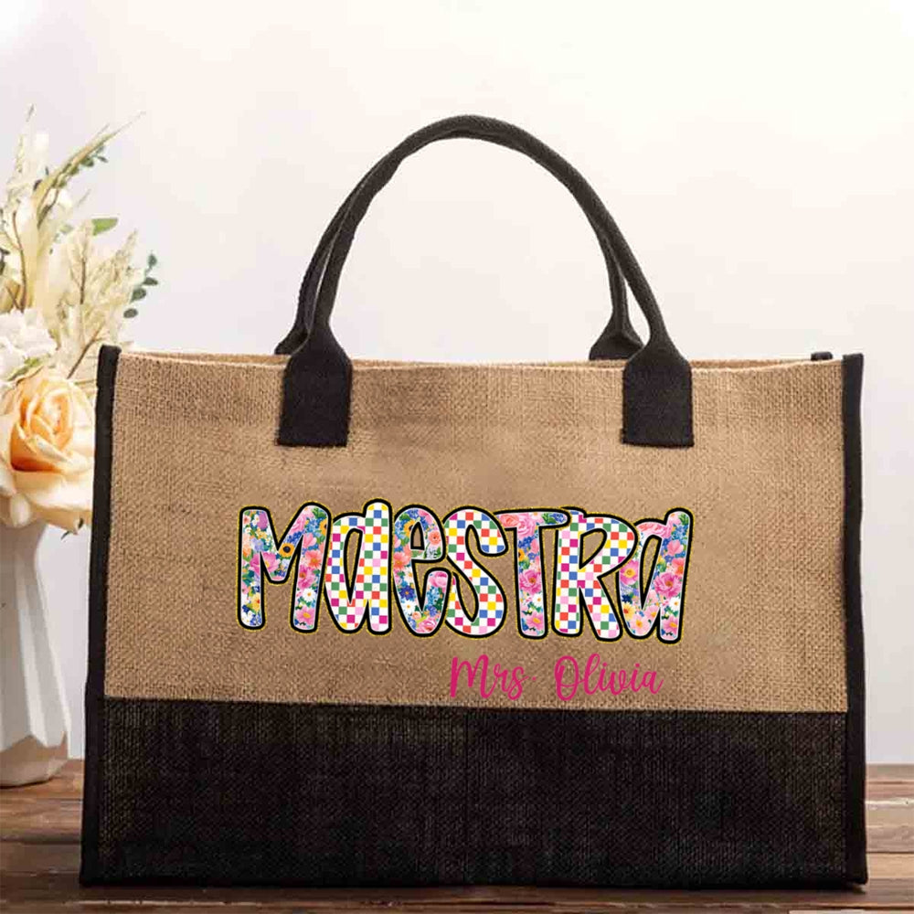 Personalized Maestra Name Cotton Tote Bag