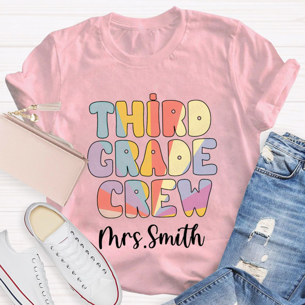 Personalized Grade And Name Colorful Gradient Effect Print T-Shirt