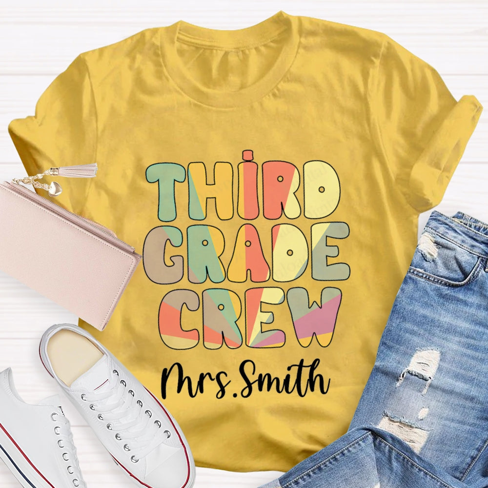 Personalized Grade And Name Colorful Gradient Effect Print T-Shirt