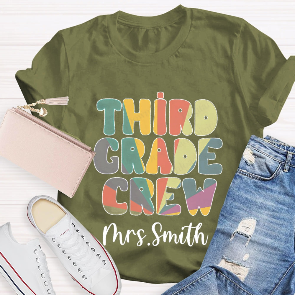 Personalized Grade And Name Colorful Gradient Effect Print T-Shirt
