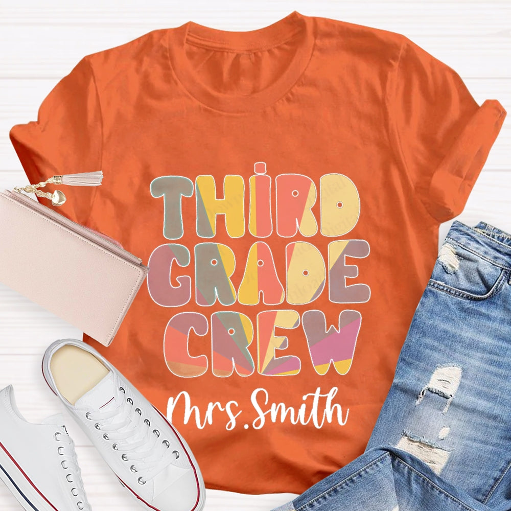 Personalized Grade And Name Colorful Gradient Effect Print T-Shirt