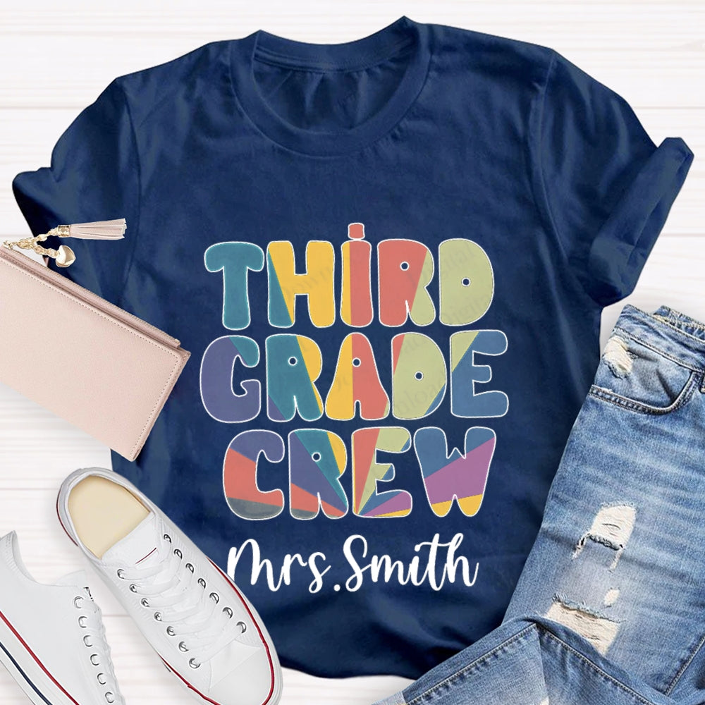 Personalized Grade And Name Colorful Gradient Effect Print T-Shirt
