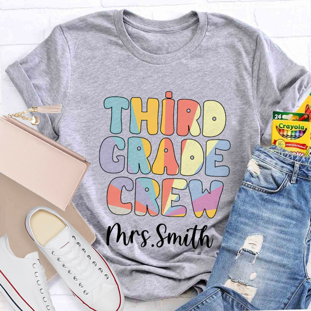 Personalized Grade And Name Colorful Gradient Effect Print T-Shirt