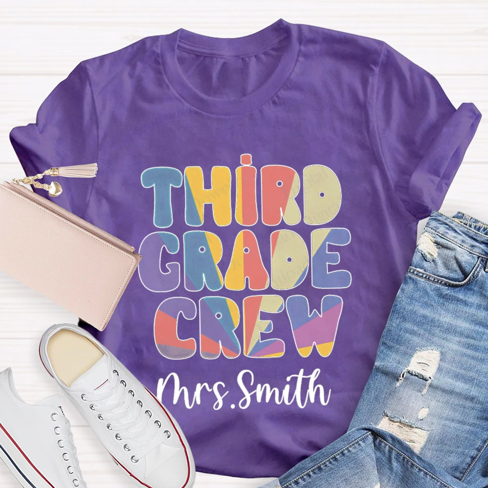 Personalized Grade And Name Colorful Gradient Effect Print T-Shirt