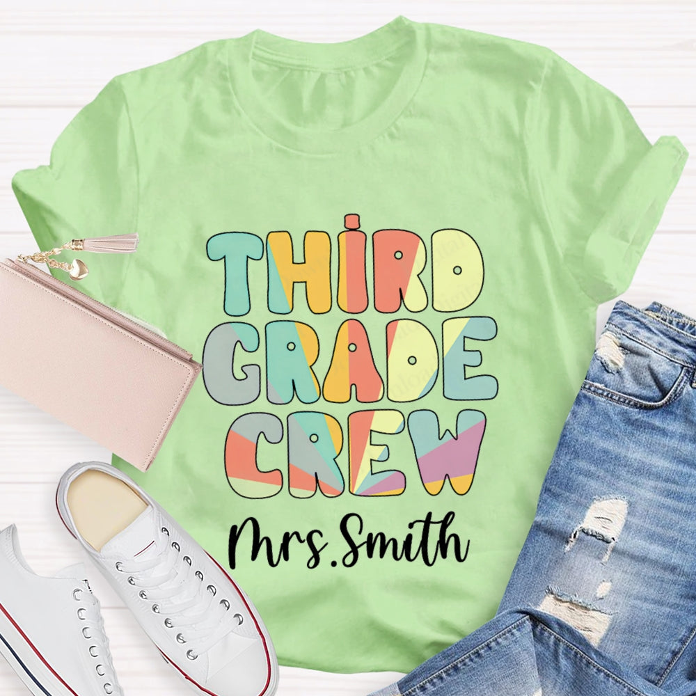 Personalized Grade And Name Colorful Gradient Effect Print T-Shirt