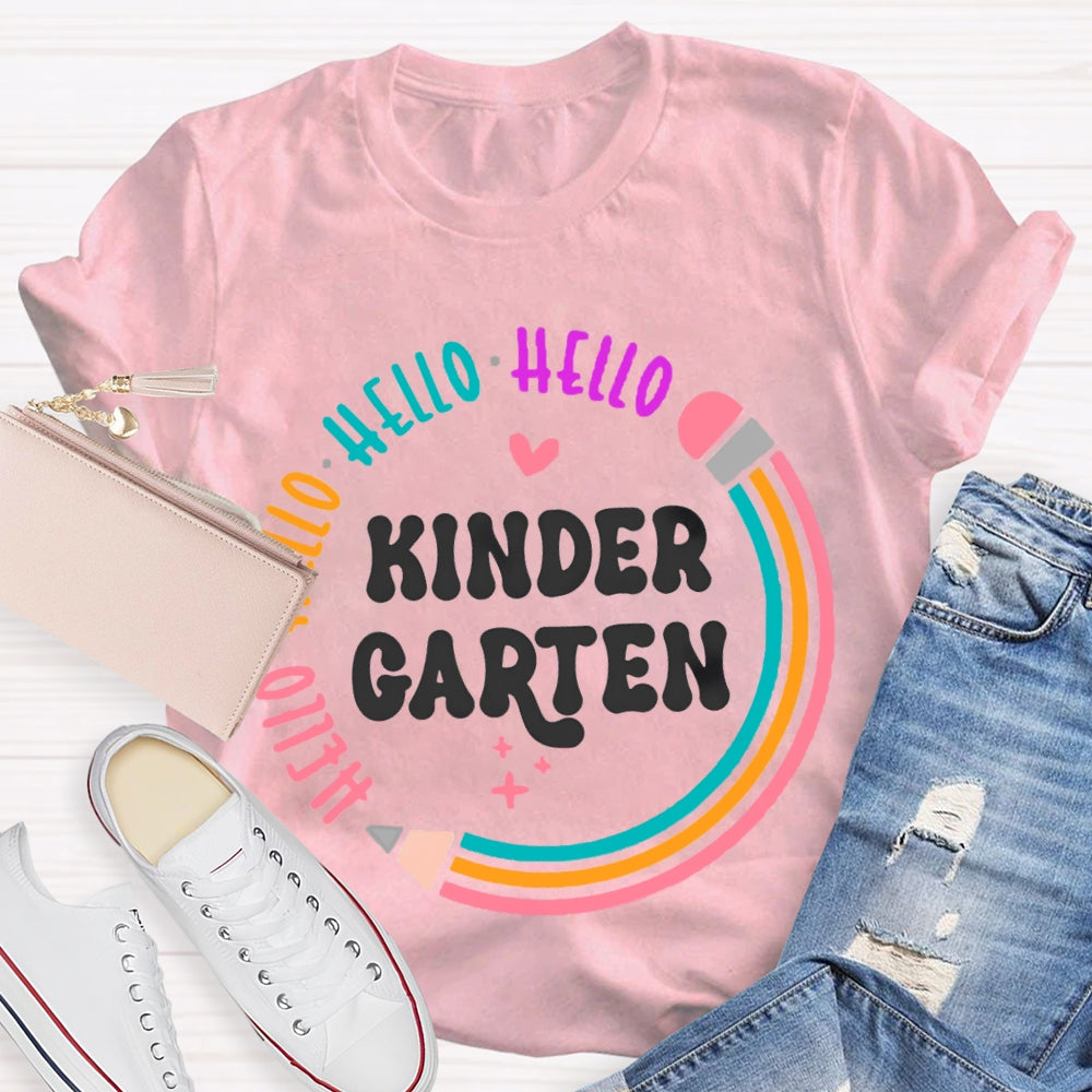 Personalized Grade Hello Kinder Garten Colored Pencils T-shirt