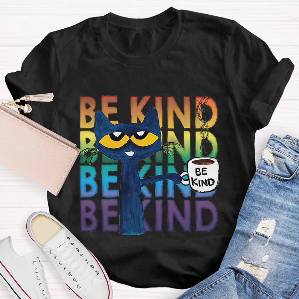 Be Kind Blue Cat Teacher T-shirt