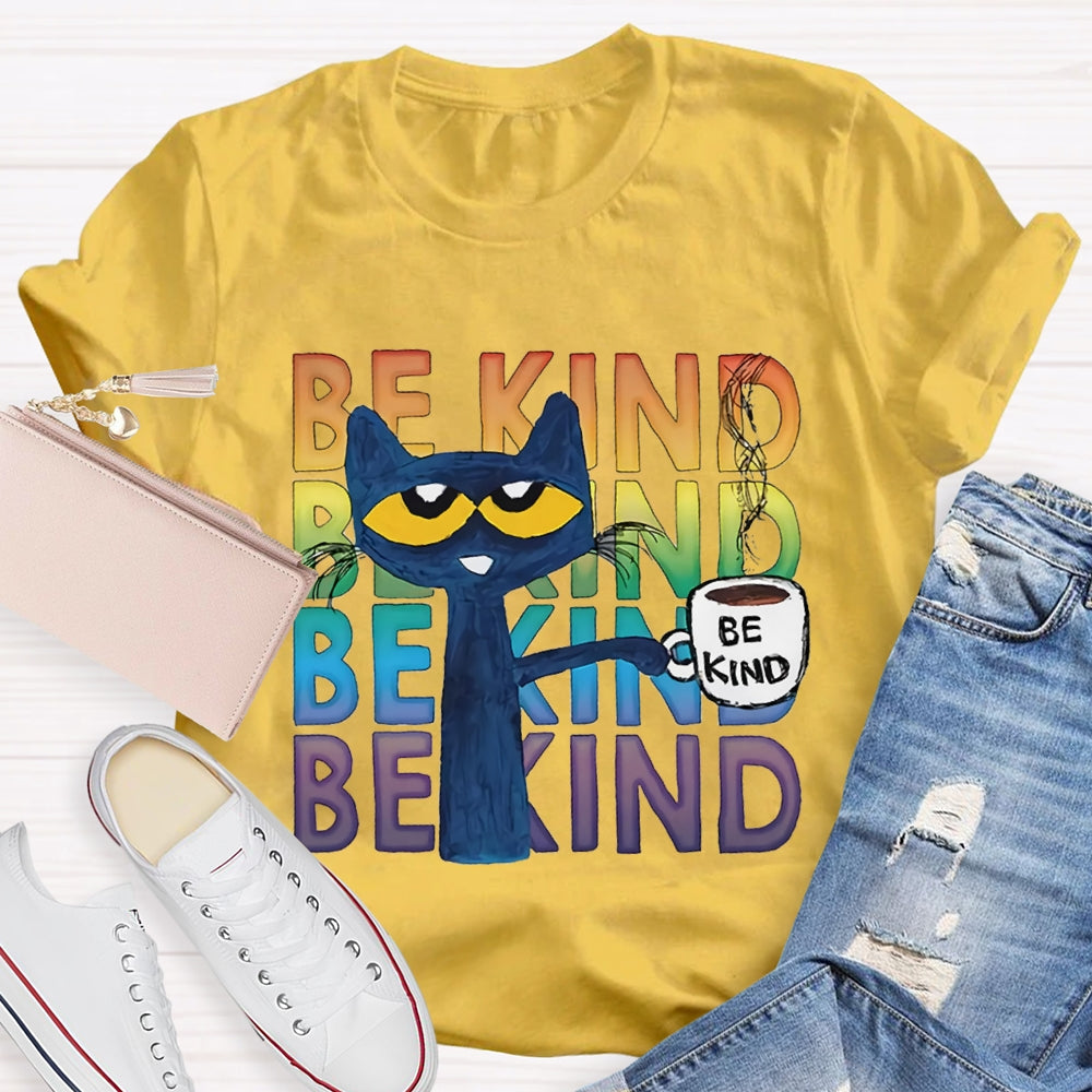 Be Kind Blue Cat Teacher T-shirt