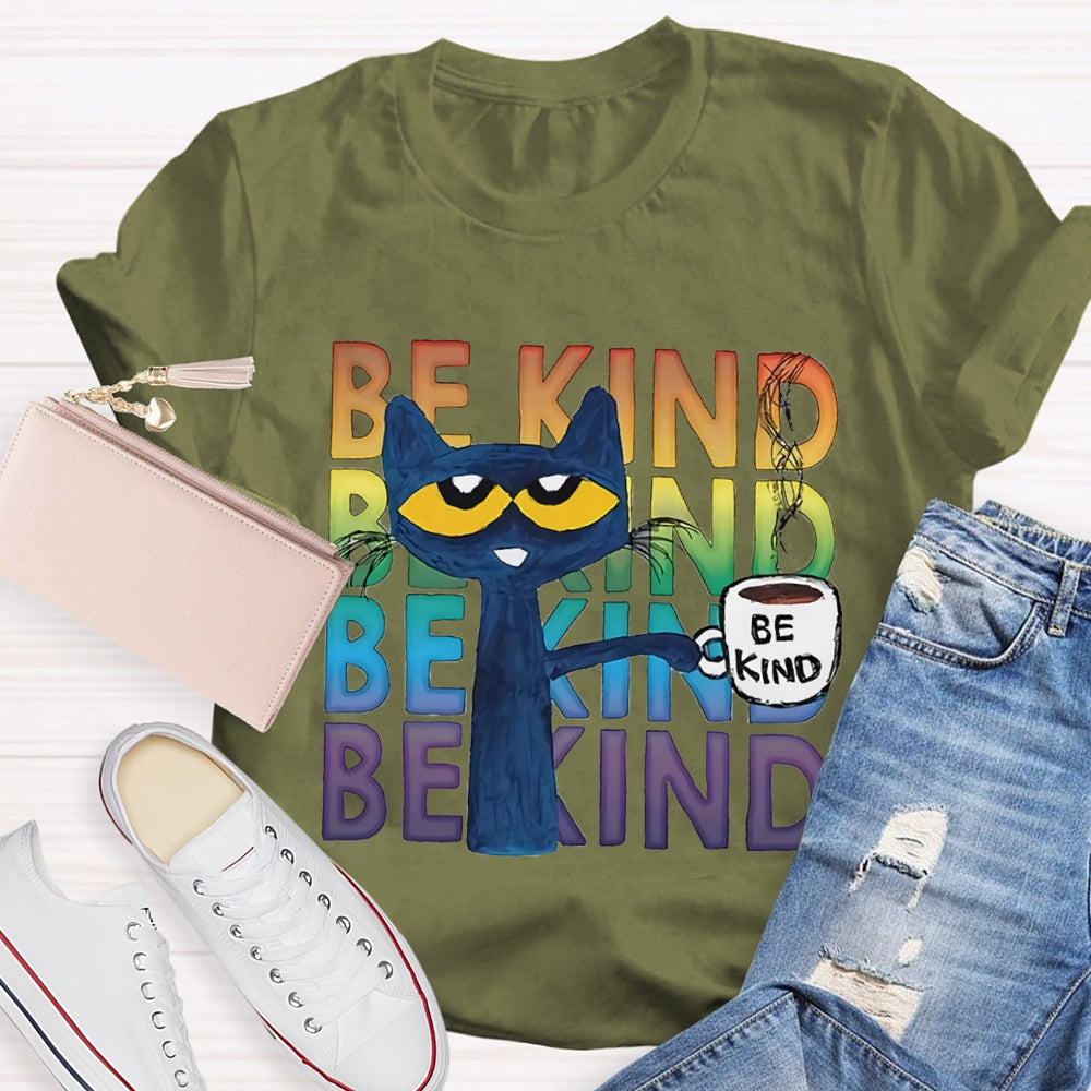 Be Kind Blue Cat Teacher T-shirt