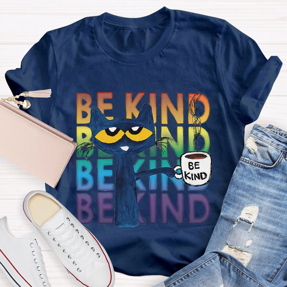 Be Kind Blue Cat Teacher T-shirt