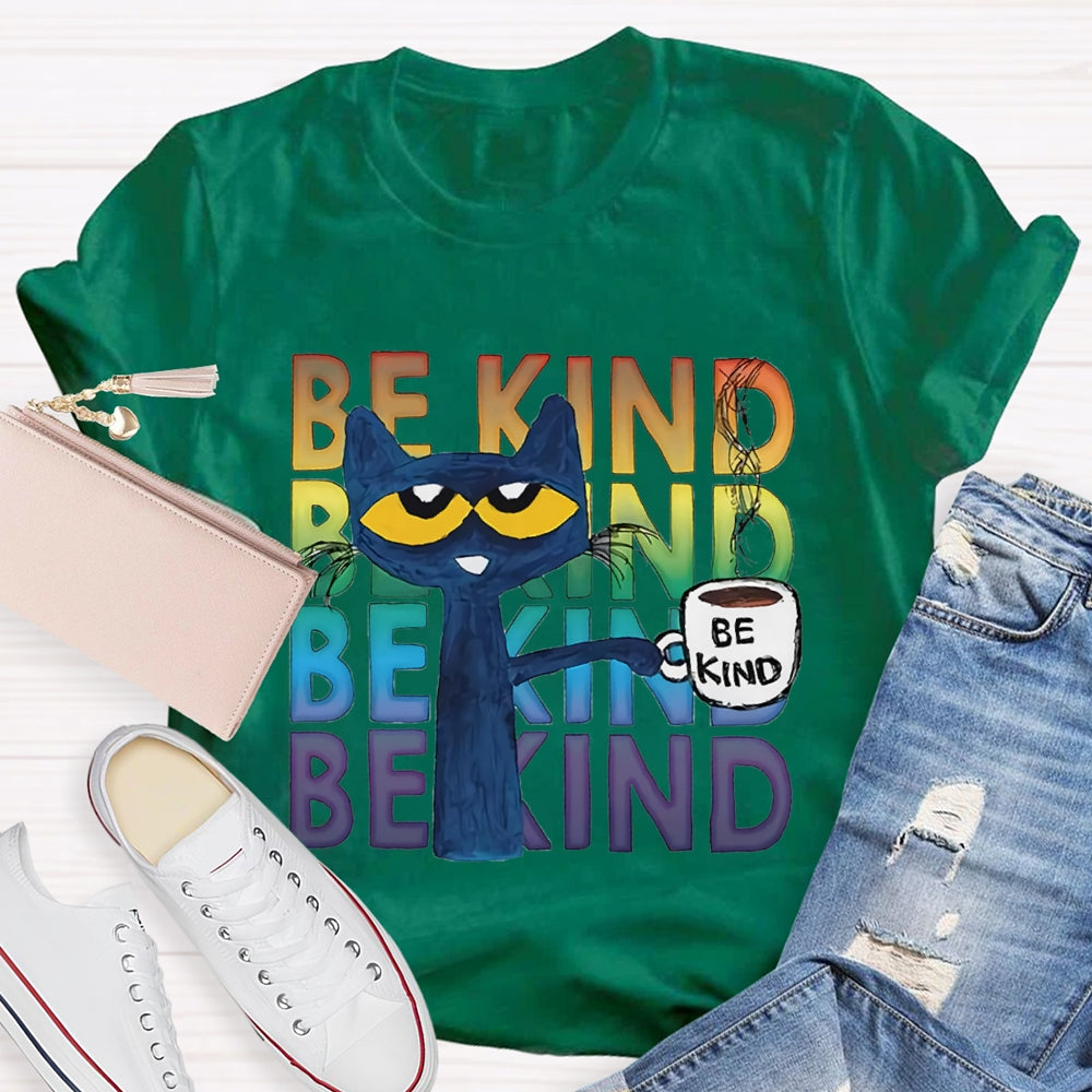 Be Kind Blue Cat Teacher T-shirt