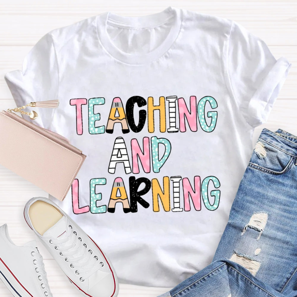 Teacher And Learning Colorful Tie-Dye Print T-shirt
