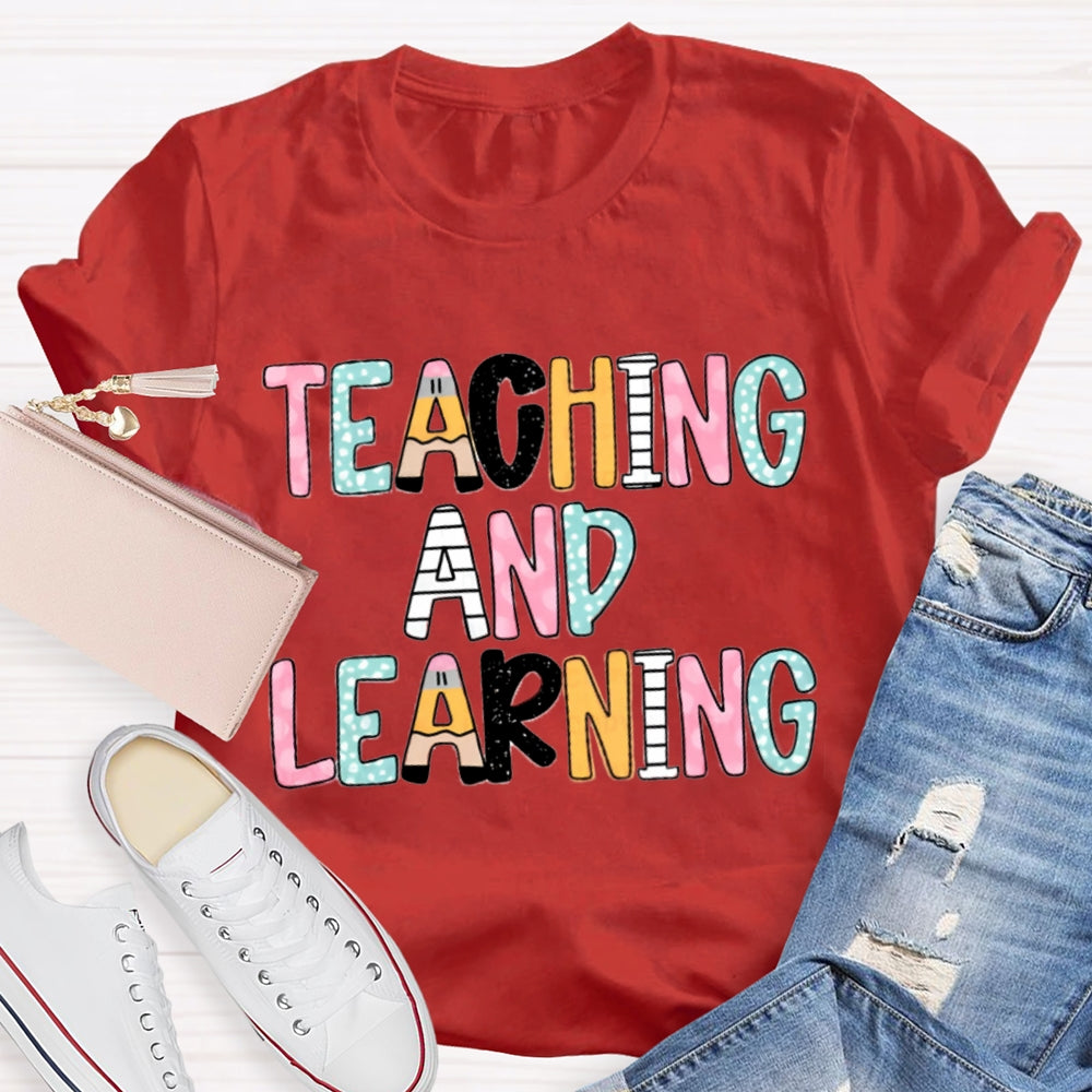 Teacher And Learning Colorful Tie-Dye Print T-shirt