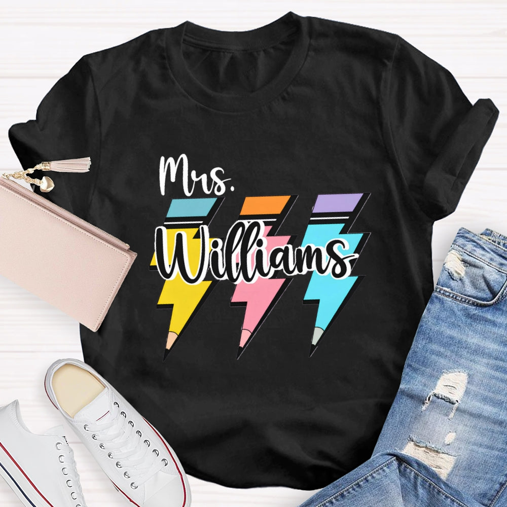 Personalized Name Pencil Back To School T-shirt