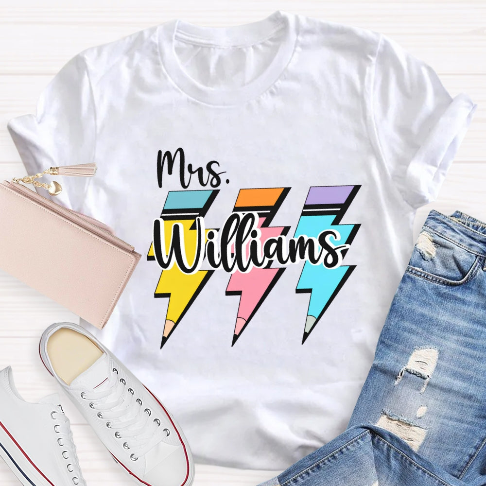 Personalized Name Pencil Back To School T-shirt