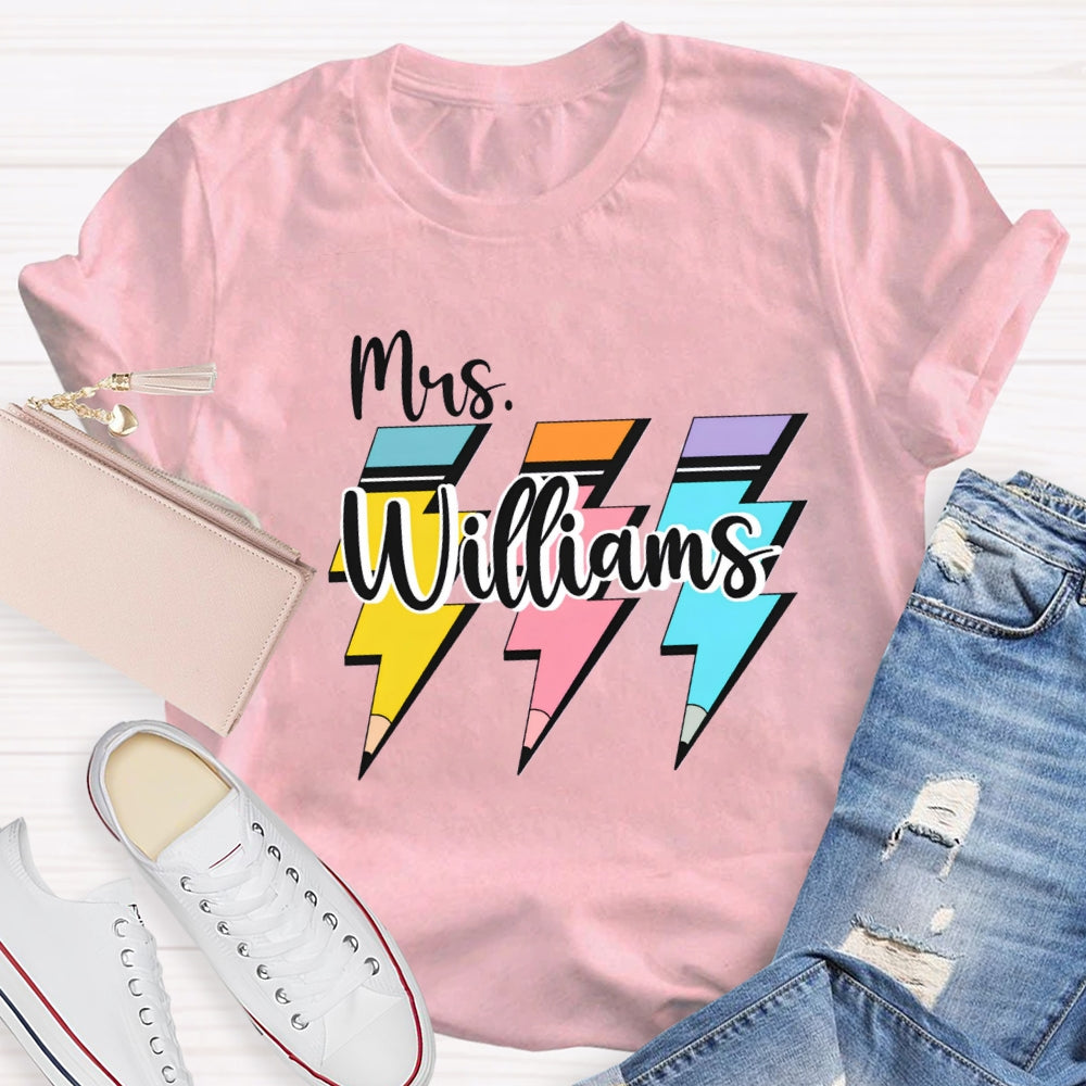 Personalized Name Pencil Back To School T-shirt
