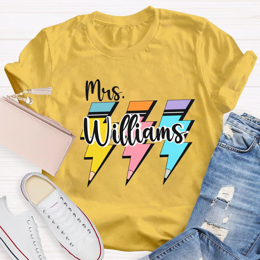 Personalized Name Pencil Back To School T-shirt