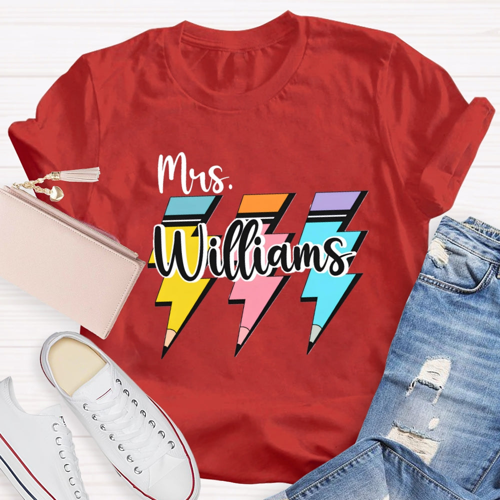 Personalized Name Pencil Back To School T-shirt